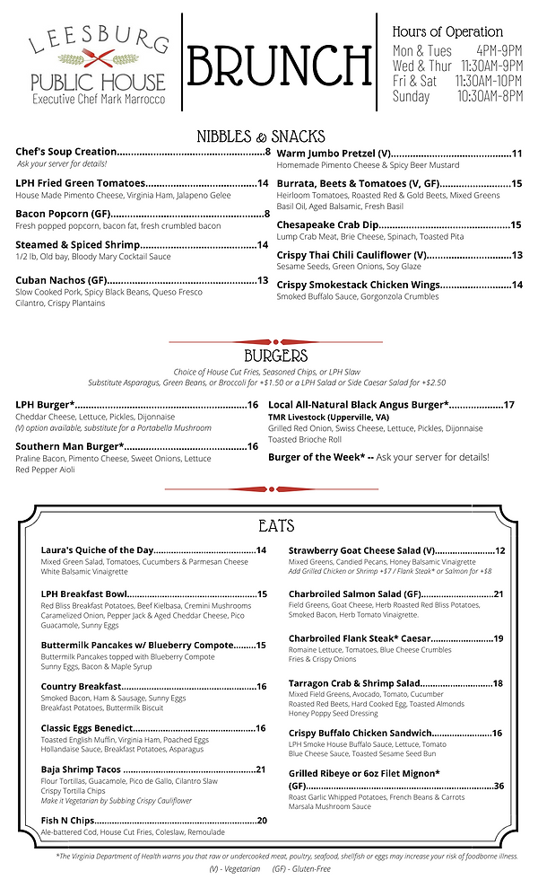 Brunch Menu publichouse